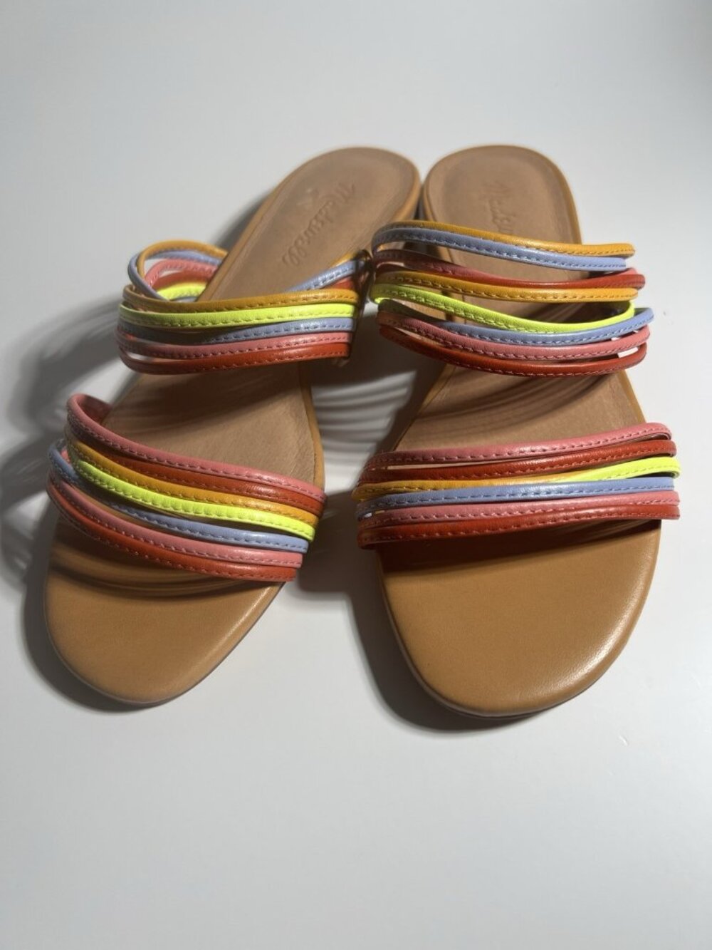 Madewell Meg Slide Micro Strap Leather Sandals Rainbow Women’s Size 6.5 - Picture 5 of 14